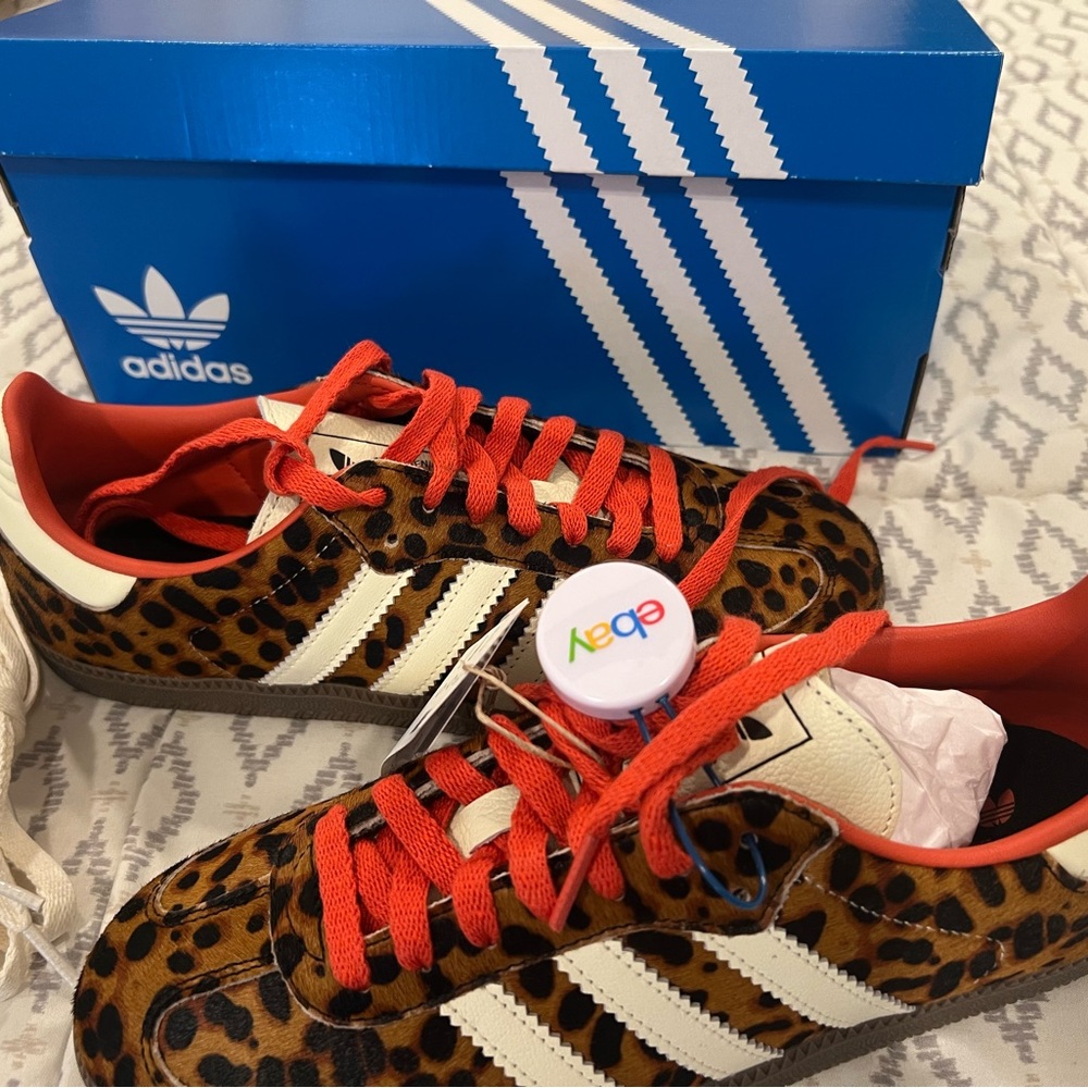 Adidas Animal Print Sneakers with Red Highlights
